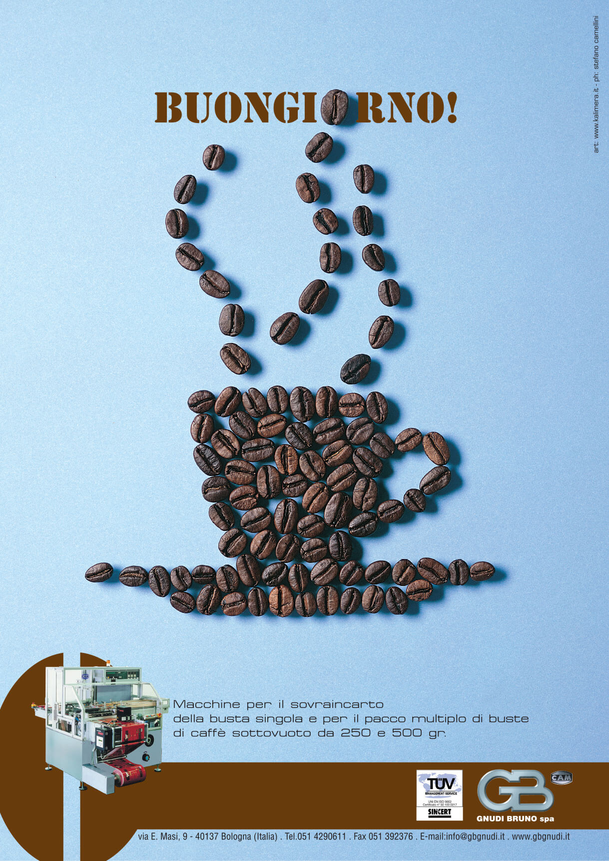 adv-gb-gnudi-2001-coffee Pubblicità GB Gnudi su stampa 2001 dedicata a macchinario per sovraincarto