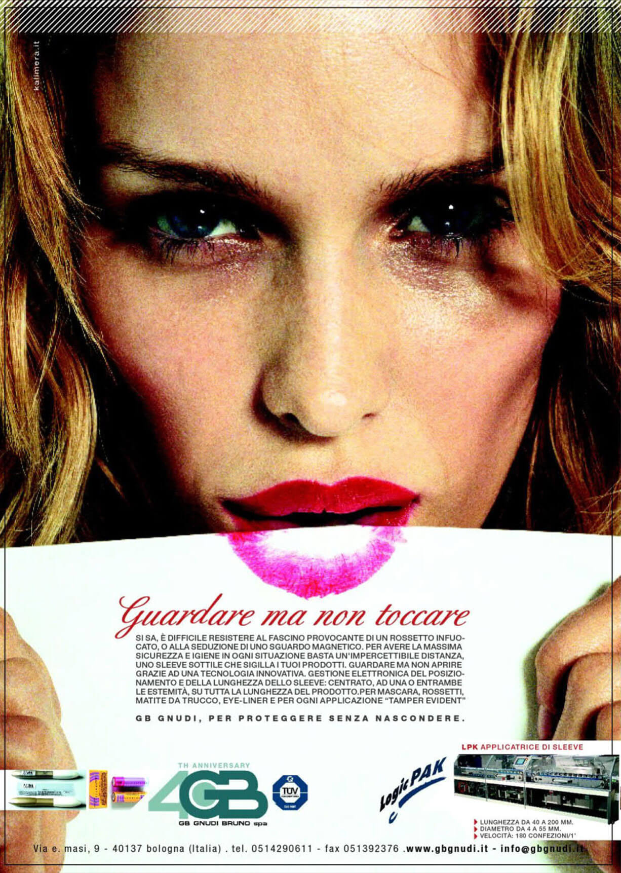 adv-gb-gnudi-2005-bacio Volantino promozionale GB Gnudi 2005 Guardare ma non toccare