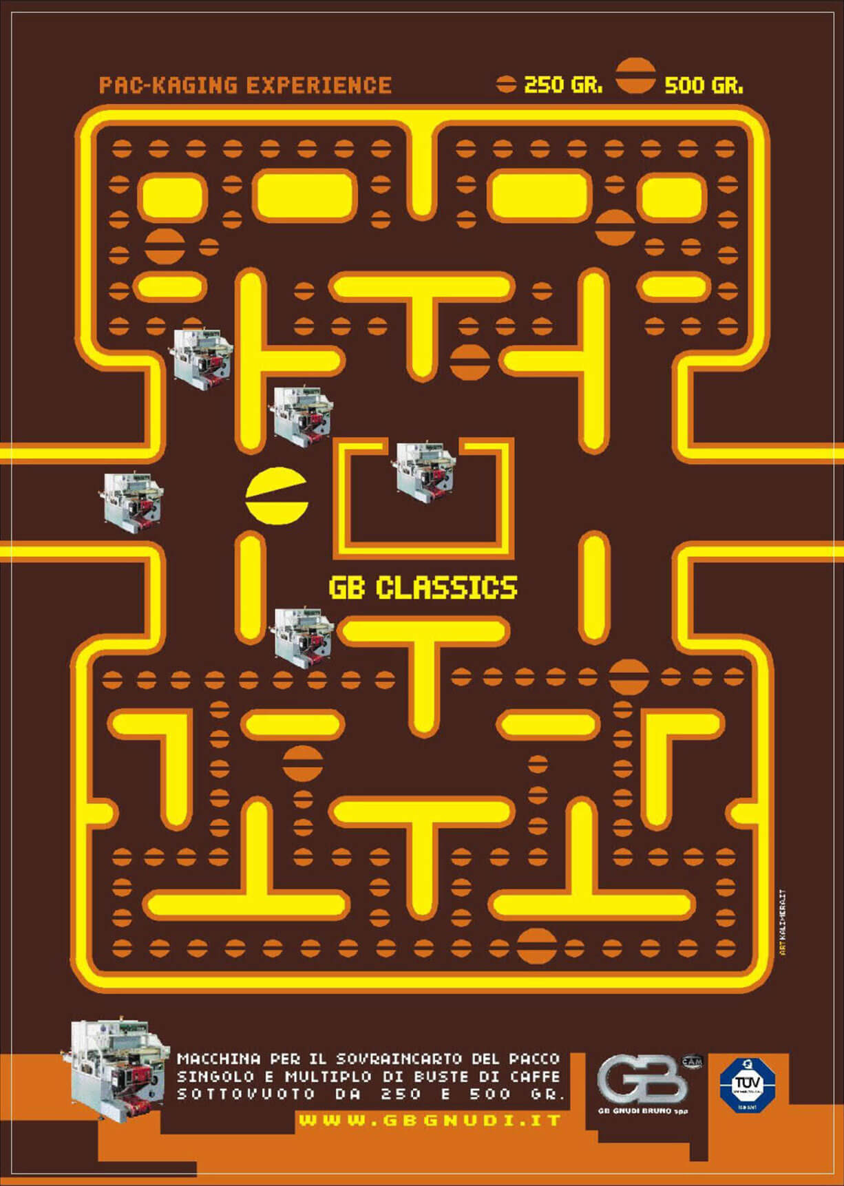 adv-gb-gnudi-2005-game Volantino promozionale GB Gnudi 2005 per Macchina sovraincarto per buste di caffè